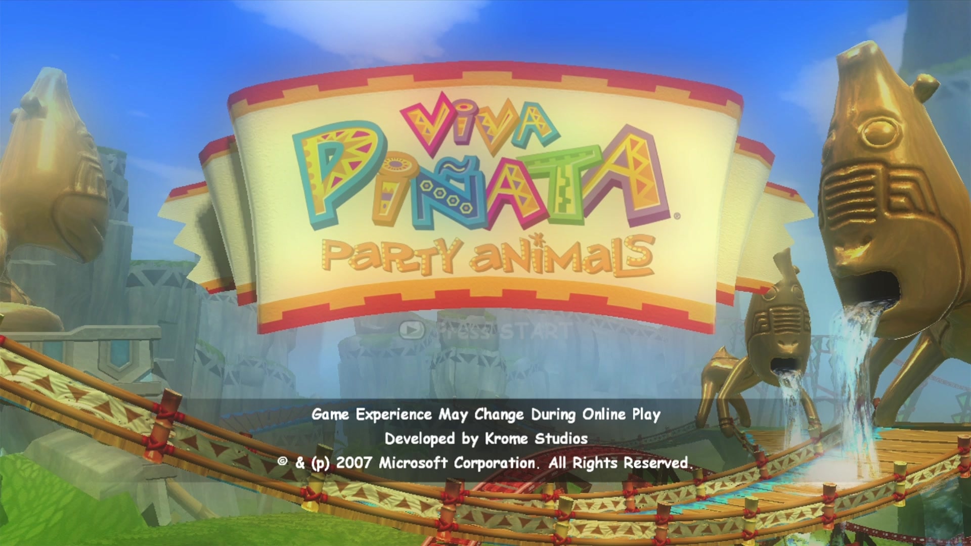 Viva Pinata: Party Animals title screen for Xbox 360